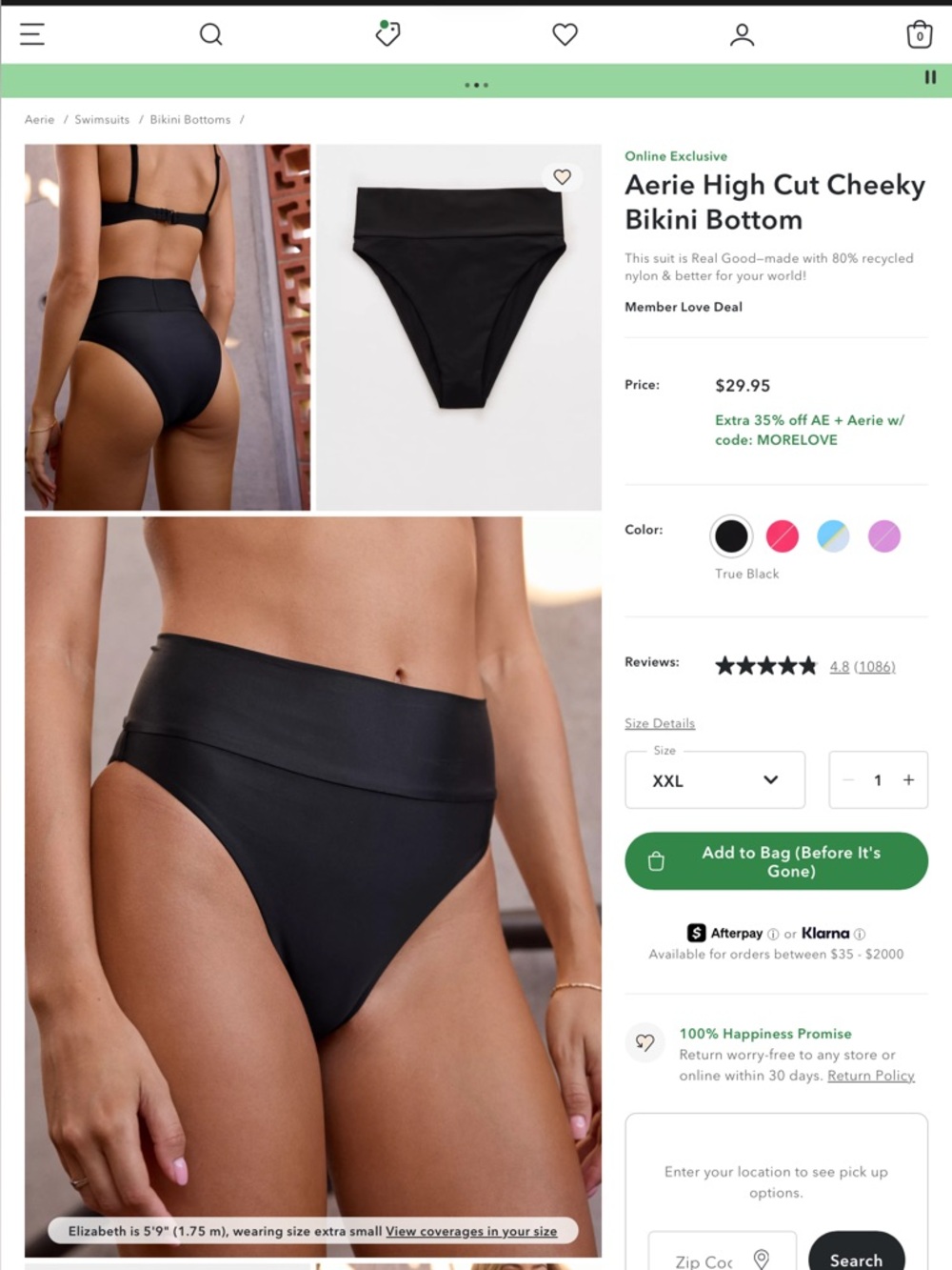 aerie Black Swim bottom